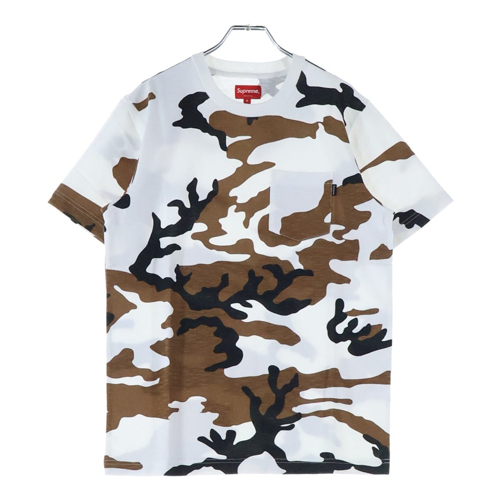 SUPREME(シュプリーム) 16AW Pocket Tee Camo カモフラ柄 1ポケット クルーネック 半袖Tシャツ カットソー ホワイト/ブラウン