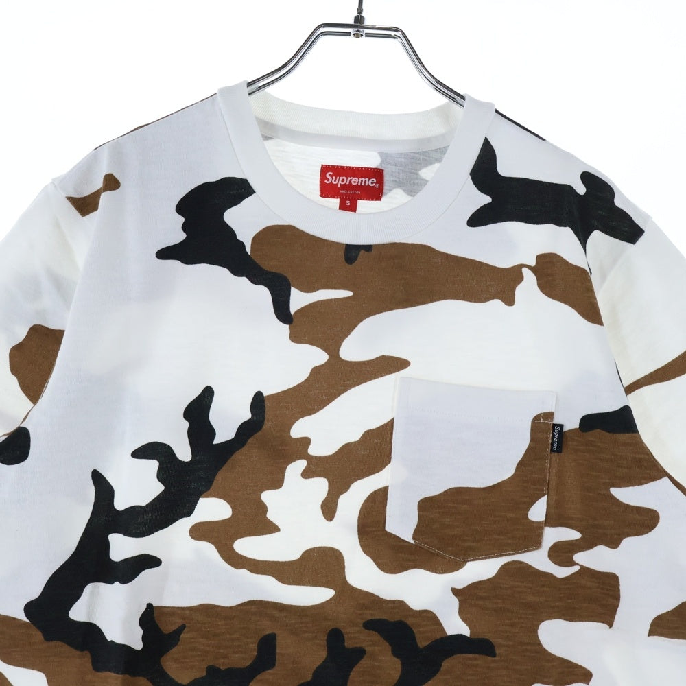 SUPREME(シュプリーム) 16AW Pocket Tee Camo カモフラ柄 1ポケット クルーネック 半袖Tシャツ カットソー ホワイト/ブラウン
