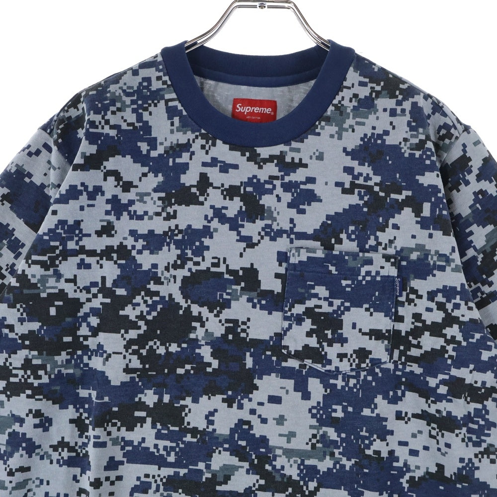 SUPREME(シュプリーム) 17AW Pocket Tee S/S デジタルカモ 1ポケット クルーネック 半袖Tシャツ カットソー ネイビー