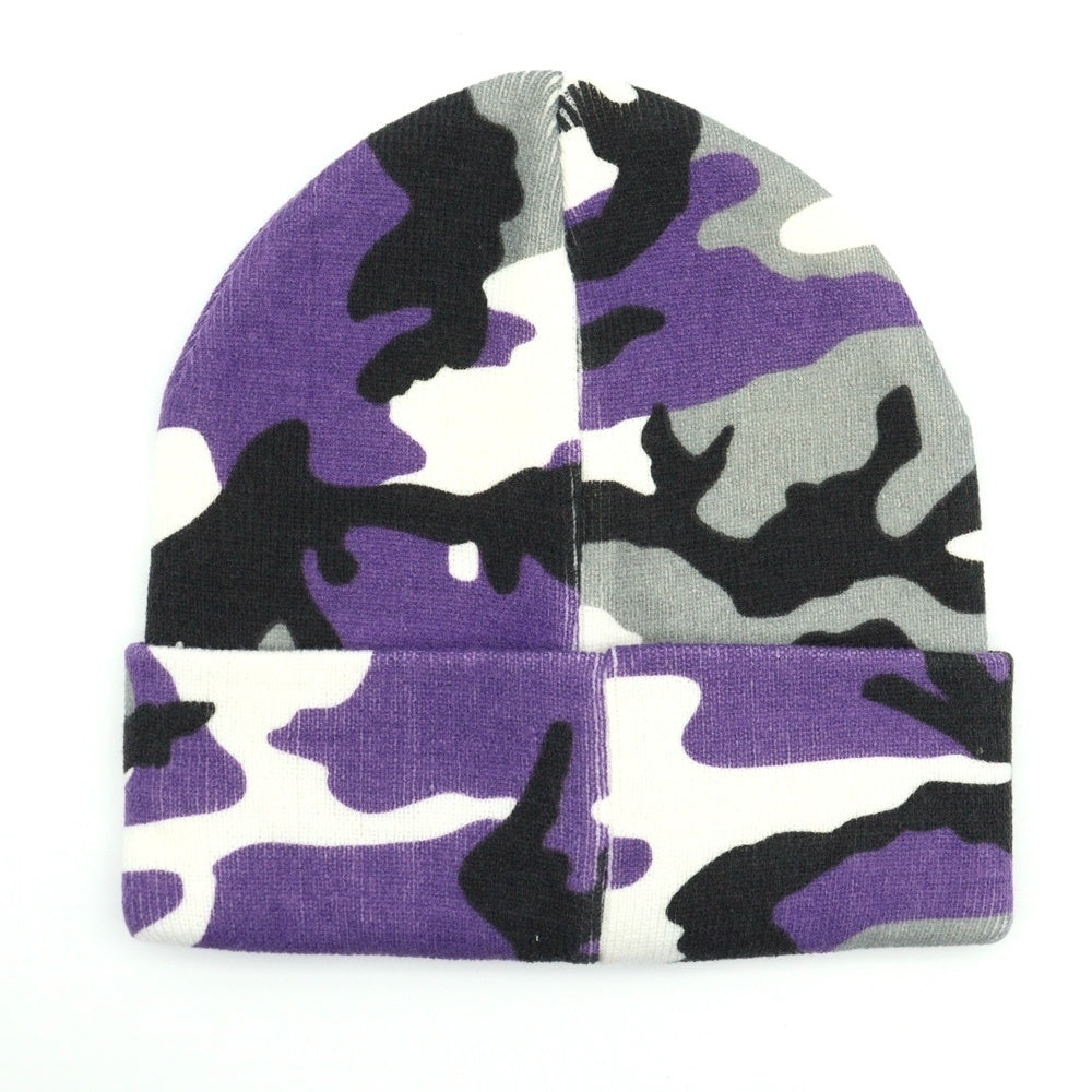 SUPREME(シュプリーム) 16AW Camo Beanie スモールボックスロゴ カモフラ柄 アクリル ビーニー ニット帽 パープル/ホワイト