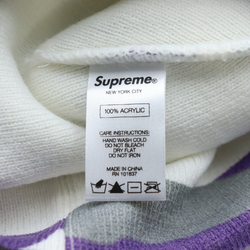 SUPREME(シュプリーム) 16AW Camo Beanie スモールボックスロゴ カモフラ柄 アクリル ビーニー ニット帽 パープル/ホワイト