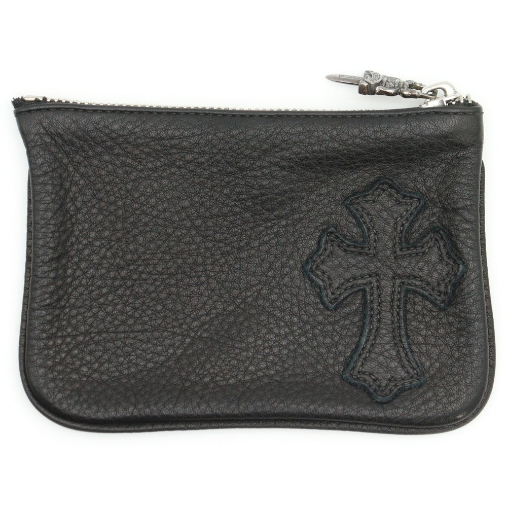 CHROME HEARTS(クロムハーツ) ZPR CHNG PURSE CRS チェンジパース クロスパッチ レザー コインケース ブラック