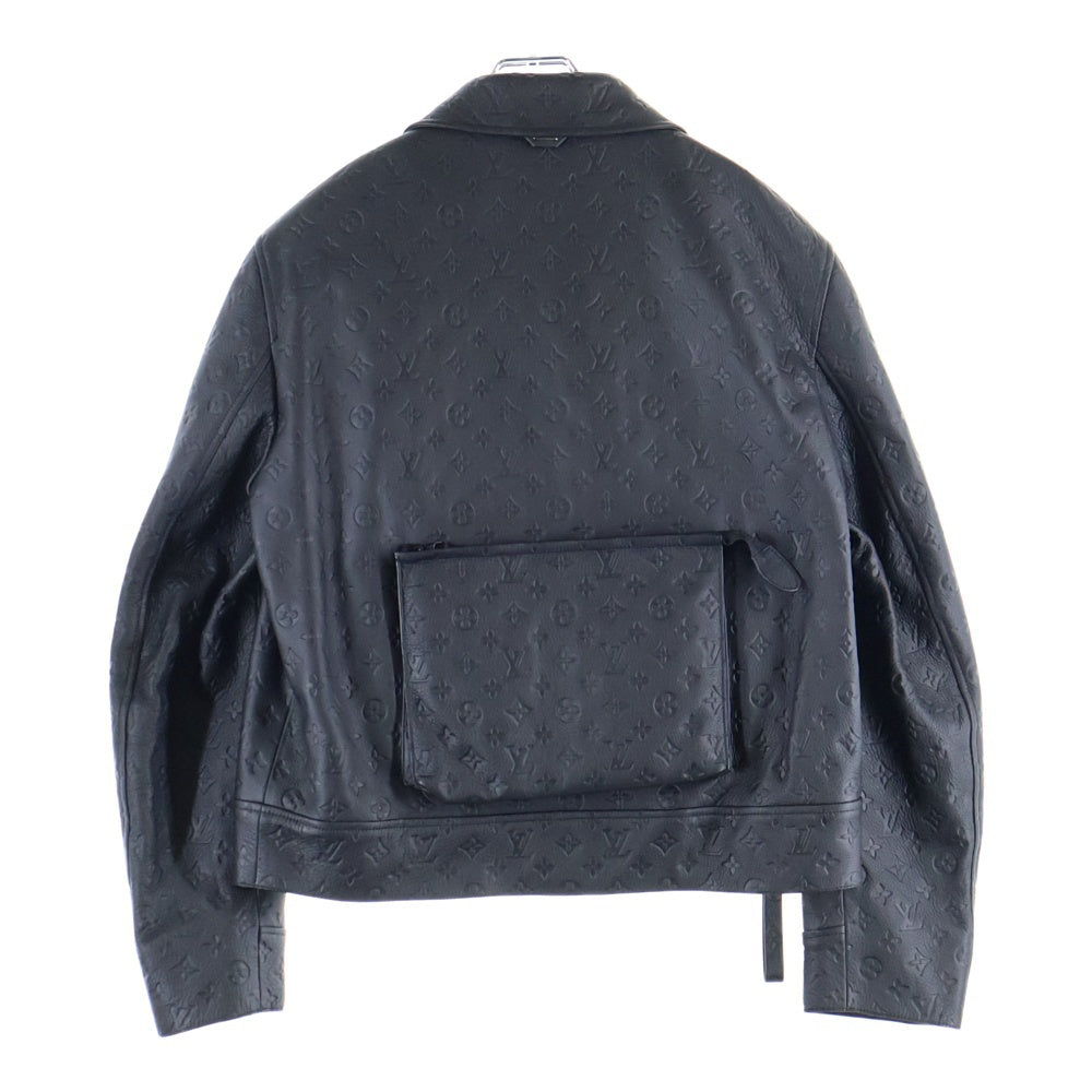 LOUIS VUITTON(ルイヴィトン) 23SS Monogram Embossed Utility Jacket モノグラムエンボスユティリティ レザージャケット HIL46EQXS ブラック