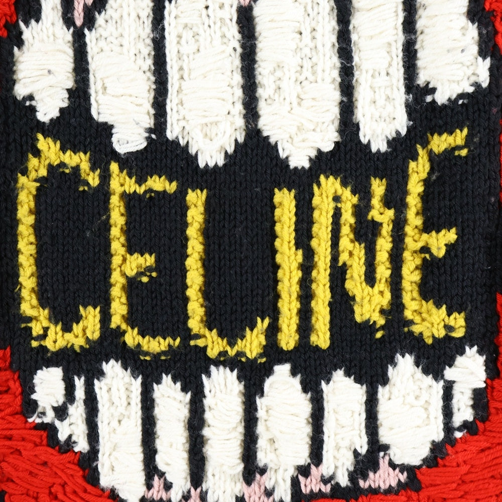 CELINE(セリーヌ) 21SS マウスロゴ刺繍 クルーネック ニットセーター ブラック 2A04L714M