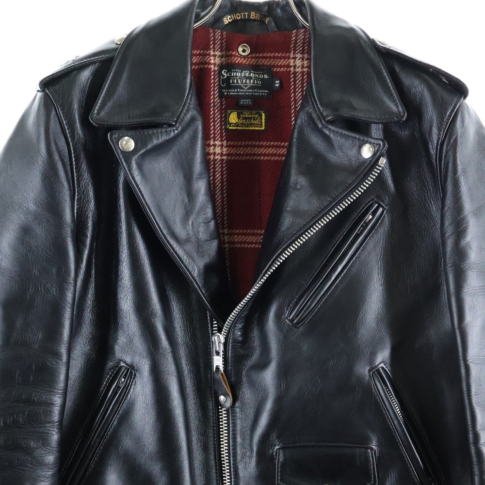 SCHOTT(ショット) SPECIAL HORSEHIDE ONESTAR ホースハイド ワンスター レザー ダブルライダースジャケット ブラック 7544