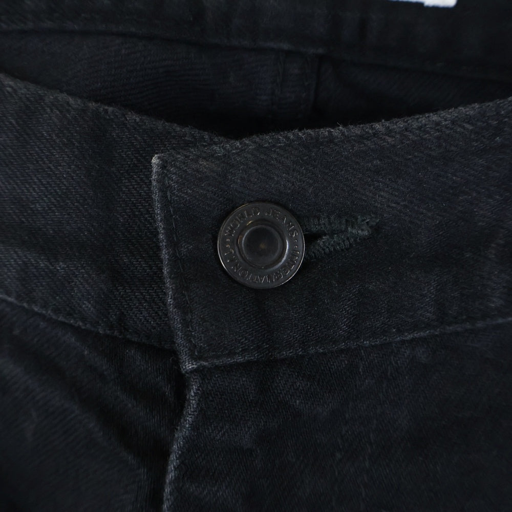 MAGIC STICK(マジックスティック) ジップフライ ワイドデニムパンツ インディゴ ブラック