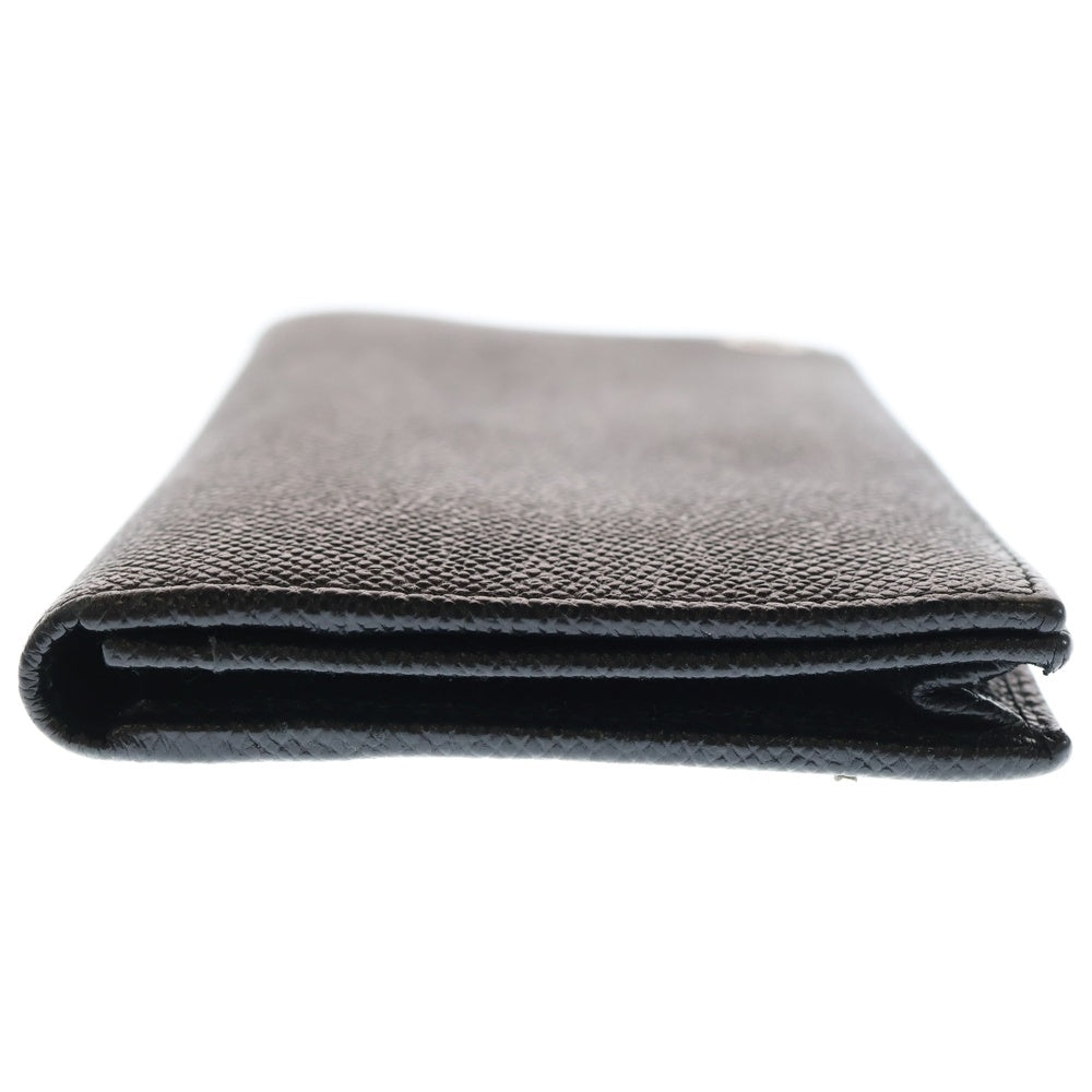 BVLGARI(ブルガリ) ロゴプレート レザー 折り畳み長財布 ロングウォレット ブラック