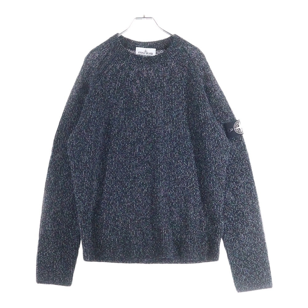 STONE ISLAND(ストーンアイランド) Reflective Relaxed Sweater レフレクティブ リラックス セーター K2S155100026-S00L3 ロゴパッチ付ニット ホワイト/ブラック