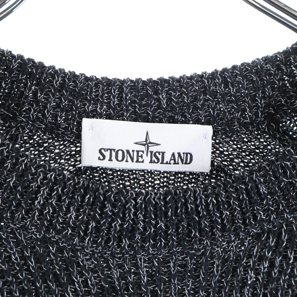 STONE ISLAND(ストーンアイランド) Reflective Relaxed Sweater レフレクティブ リラックス セーター K2S155100026-S00L3 ロゴパッチ付ニット ホワイト/ブラック