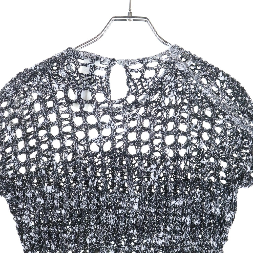 Acne Studios(アクネ ストゥディオズ) kambon tweedy crochet top カンボン トゥイーディ クロシェ トップ FN-WN-KNIT000864 クルーネック 半袖シャツ ブラック/ホワイト