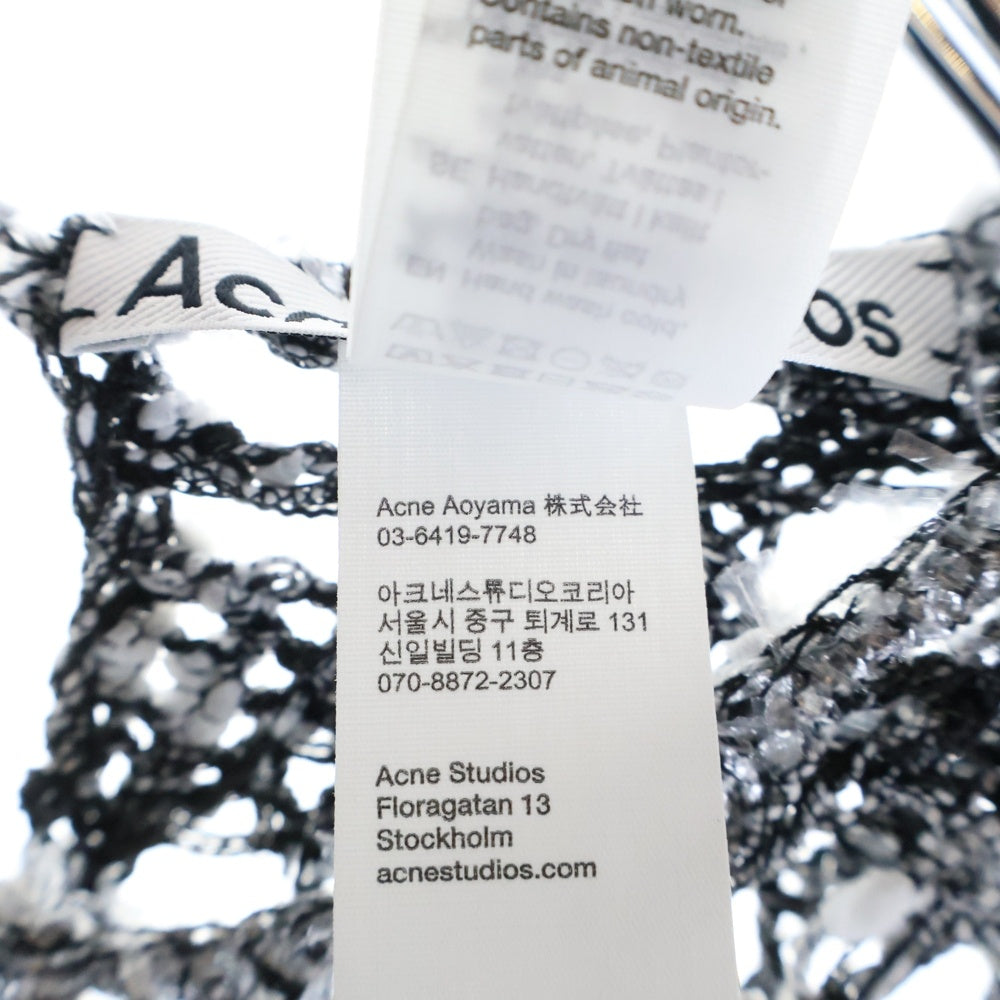 Acne Studios(アクネ ストゥディオズ) kambon tweedy crochet top カンボン トゥイーディ クロシェ トップ FN-WN-KNIT000864 クルーネック 半袖シャツ ブラック/ホワイト