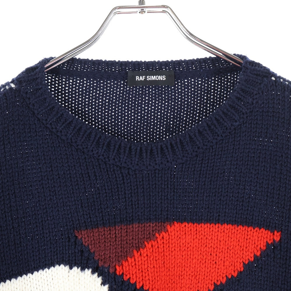 RAF SIMONS(ラフシモンズ) 19AW RSロゴ 915864 プルオーバーニット ネイビー/ホワイト