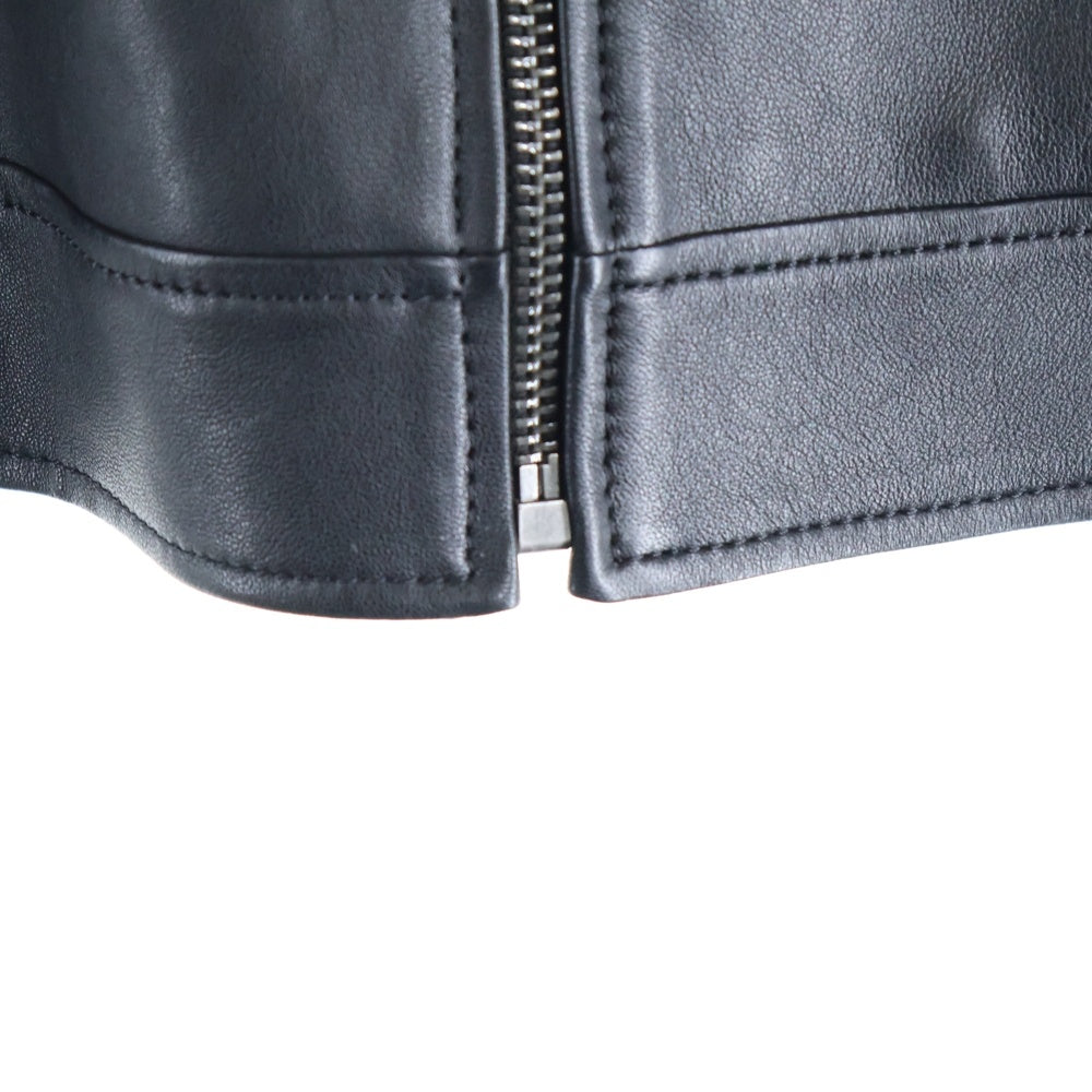 COACH(コーチ) ロゴプレート ラムレザー シングルライダースジャケット ブラック 33779