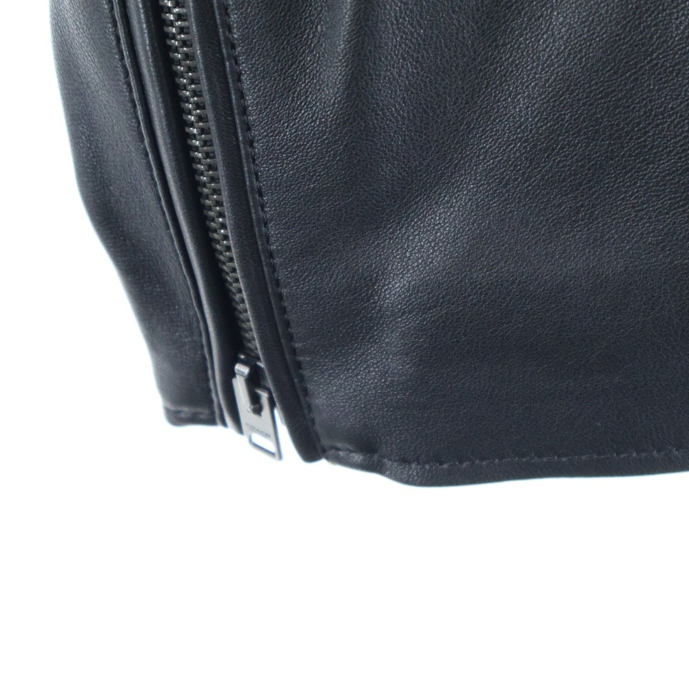COACH(コーチ) ロゴプレート ラムレザー シングルライダースジャケット ブラック 33779