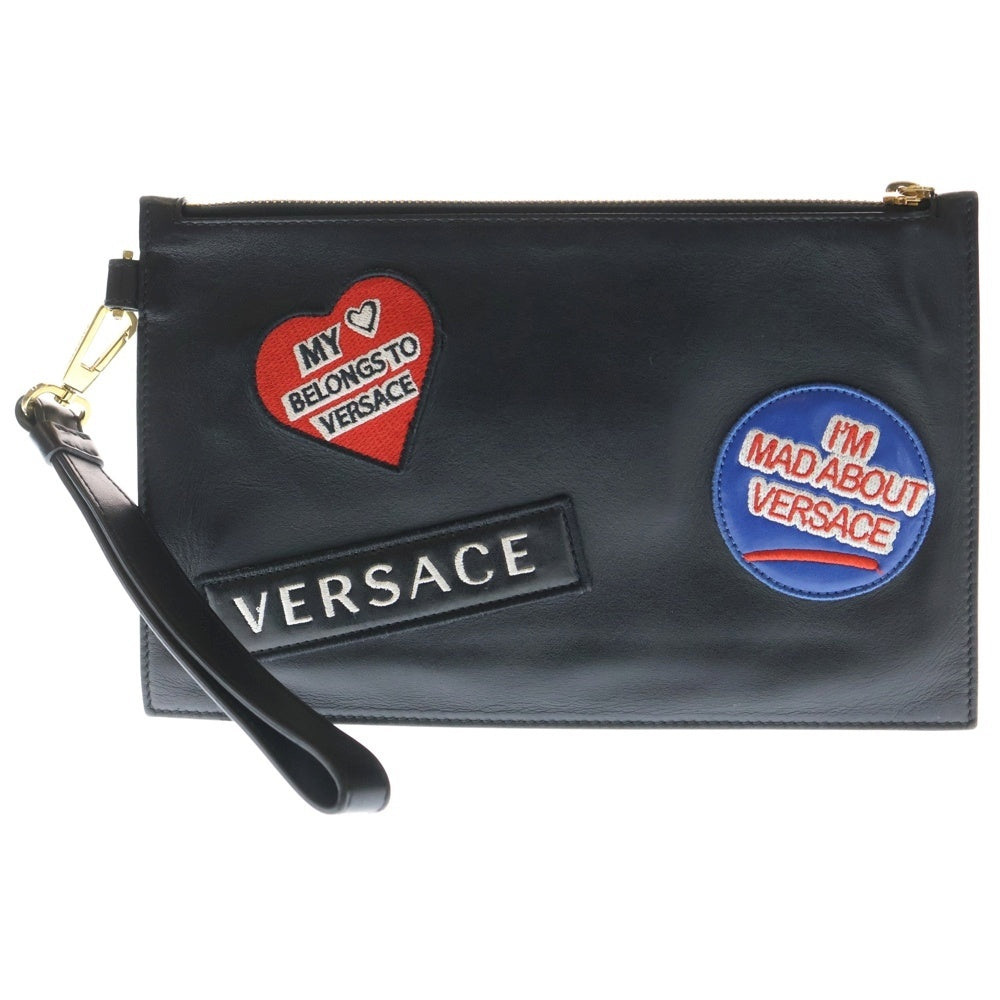 VERSACE(ヴェルサーチ) 19AW ワッペン クラッチバッグ ブラック レディース