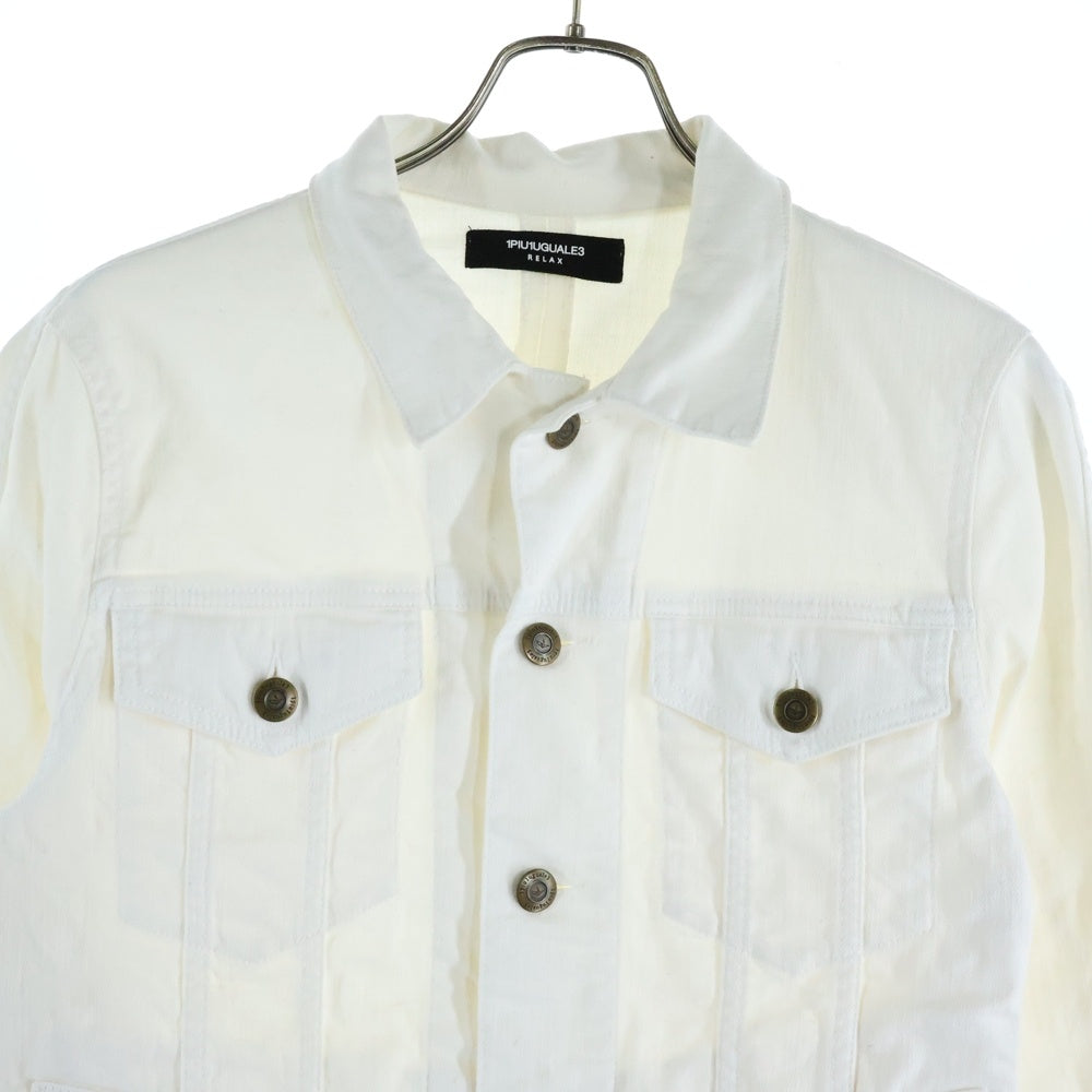 1 PIU 1 UGUALE 3 RELAX(ウノピゥウノウグァーレトレ) フロントボタン デニムジャケット ホワイト