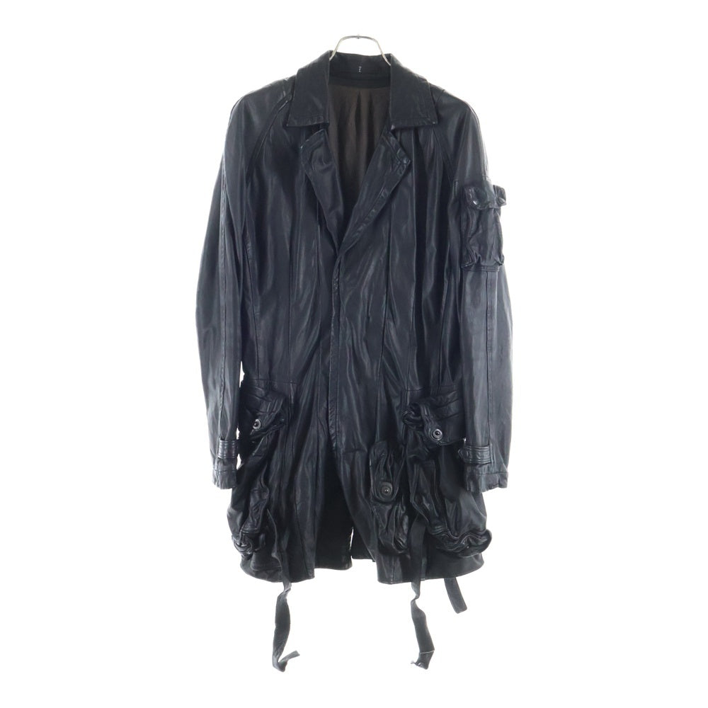 JULIUS(ユリウス) 08 AUTUM AND WINTER COLECTION ガスマスク フロントボタン カウスキン レザーコートブラック