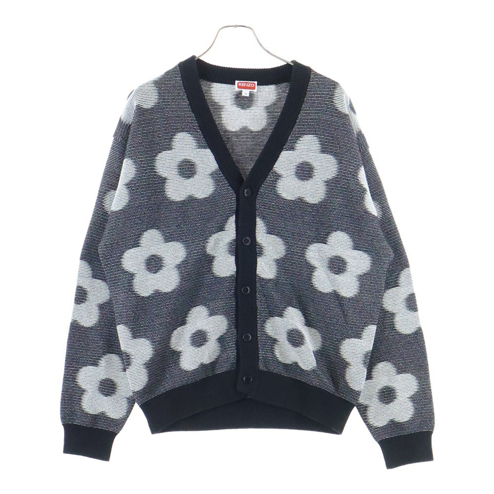 KENZO(ケンゾー) フラワー カーディガン FD65CA4103CA ニット セーター ブラック/ホワイト