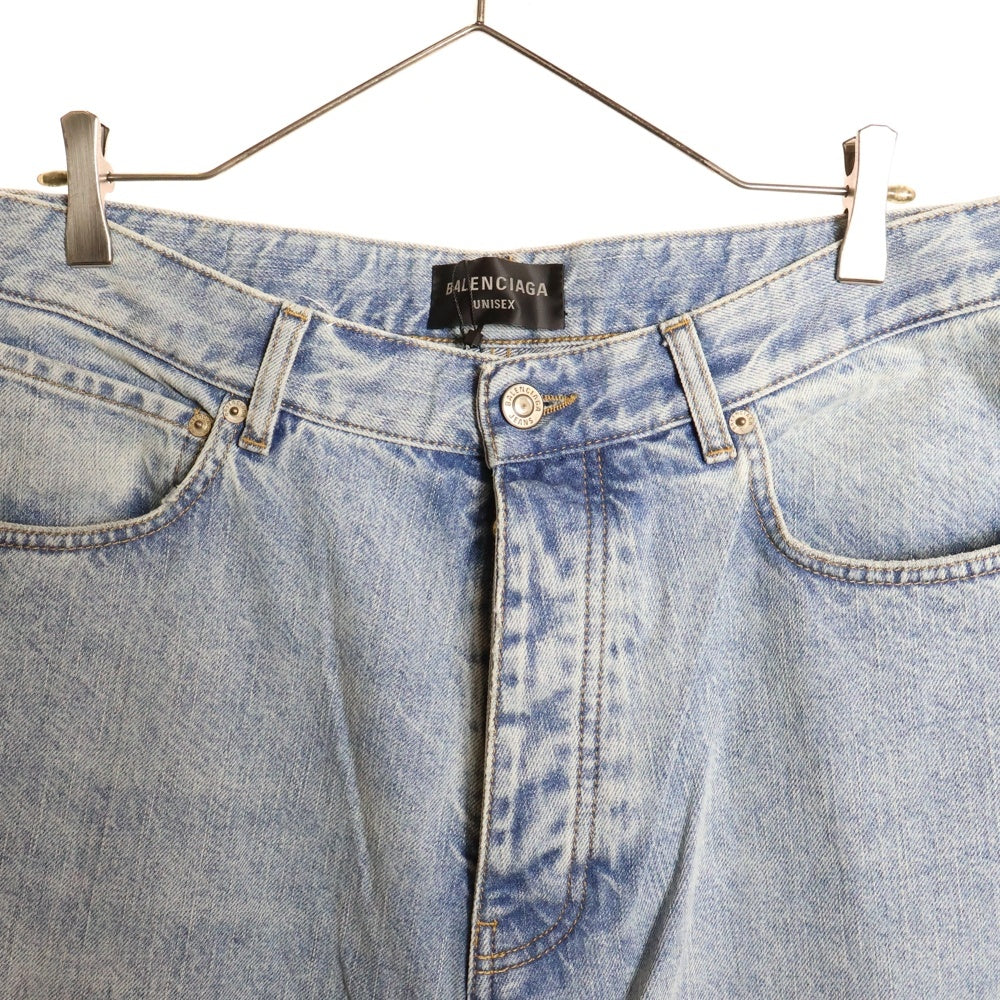 BALENCIAGA(バレンシアガ) デストロイ加工 バギーデニムパンツ ワイドパンツ 745213 TRW55 インディゴ