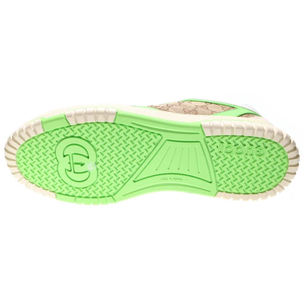 GUCCI(グッチ) オリジナルGGキャンバス リウェブ ローカットレザー スニーカー シューズ ホワイト/グリーン 787476