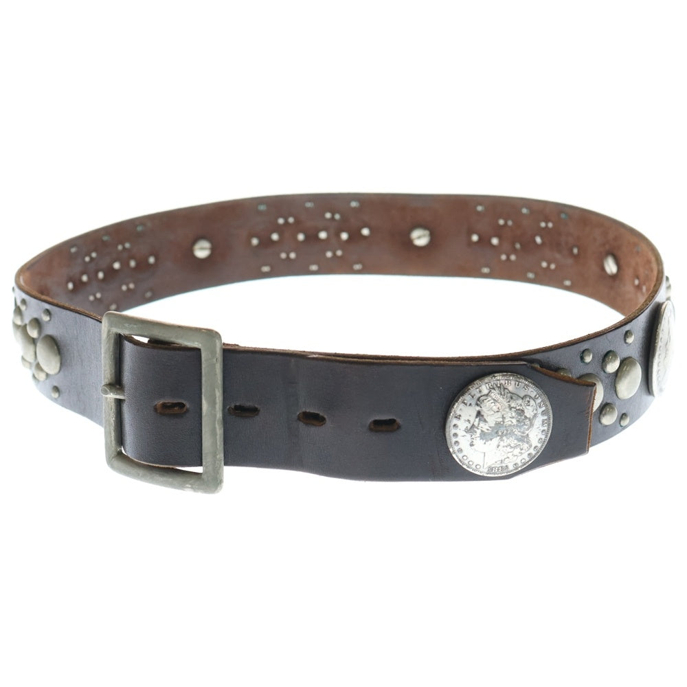 HTC(エイチティーシー) コイン付き レザー スタッズベルト ブラック