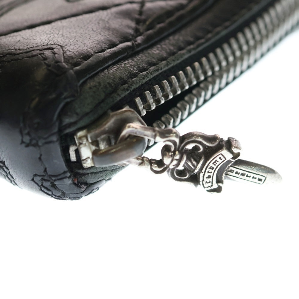 CHROME HEARTS(クロムハーツ) REC F ZIP QUILTED セメタリークロスキルティングレザーロングウォレット 財布 ブラック