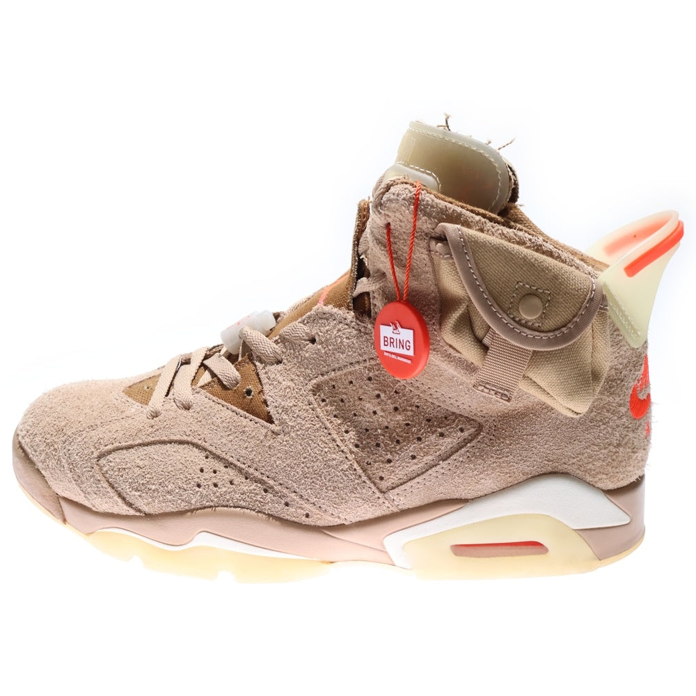 NIKE(ナイキ) ×TRAVIS SCOTT AIR JORDAN 6 RETRO SP BRITISH KAHKI トラヴィススコット エアジョーダン6 ハイカットスニーカー ベージュ US9/27.0cm DH0690-200