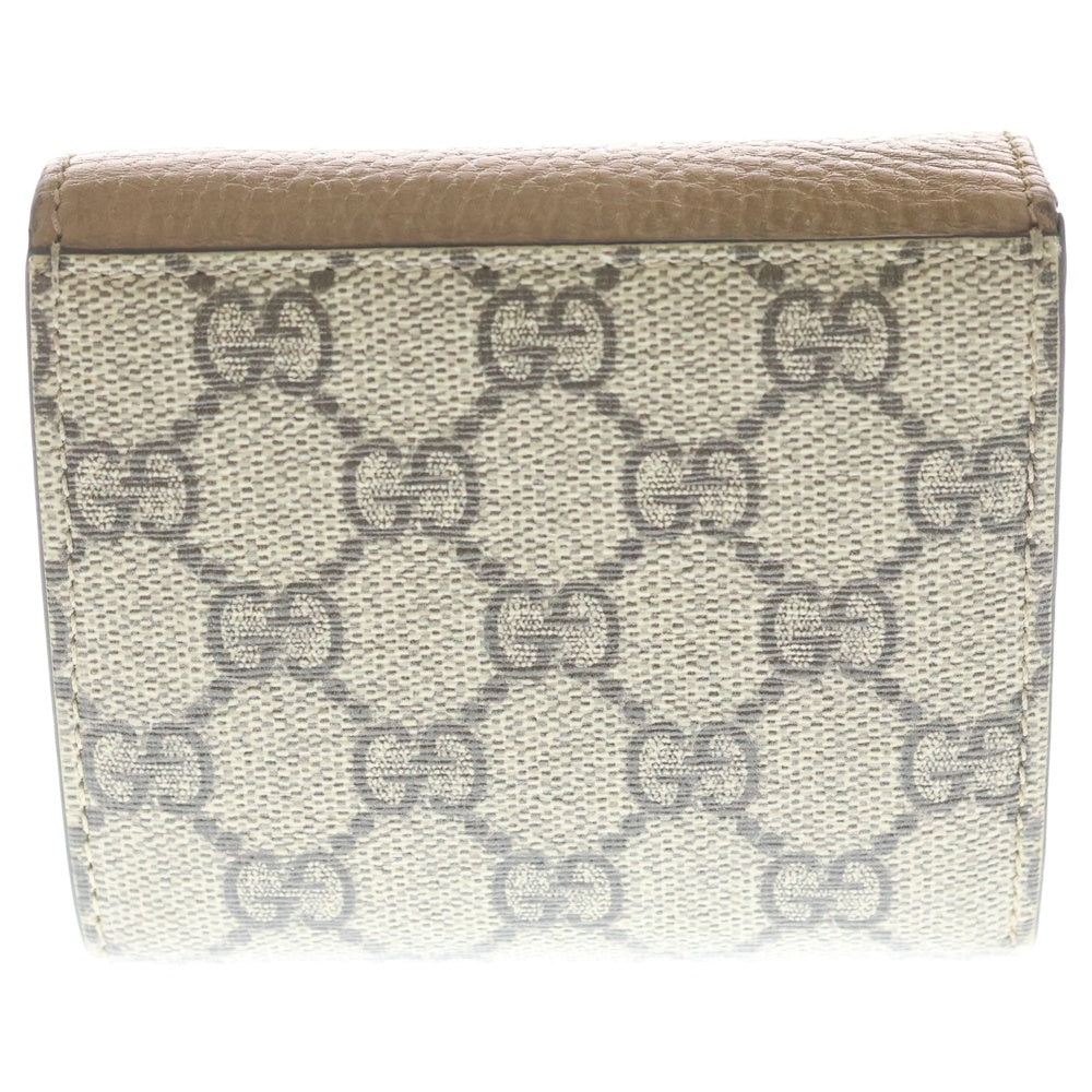 GUCCI(グッチ) GGロゴ バイカラー ミディアム PVCレザー 二つ折り財布 コンパクトウォレット ブラウン 598587