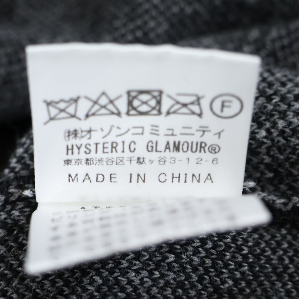 HYSTERIC GLAMOUR(ヒステリックグラマー) VIXEN BOX柄 クルーネック ジャガード 長袖ニットセーター ブラック/グレー 02233NS12