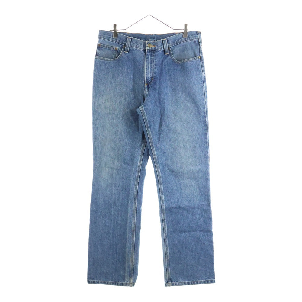 CARHARTT(カーハート) ロゴパッチ付き ジップフライ ストレートデニムパンツ インディゴブルー 101483-980