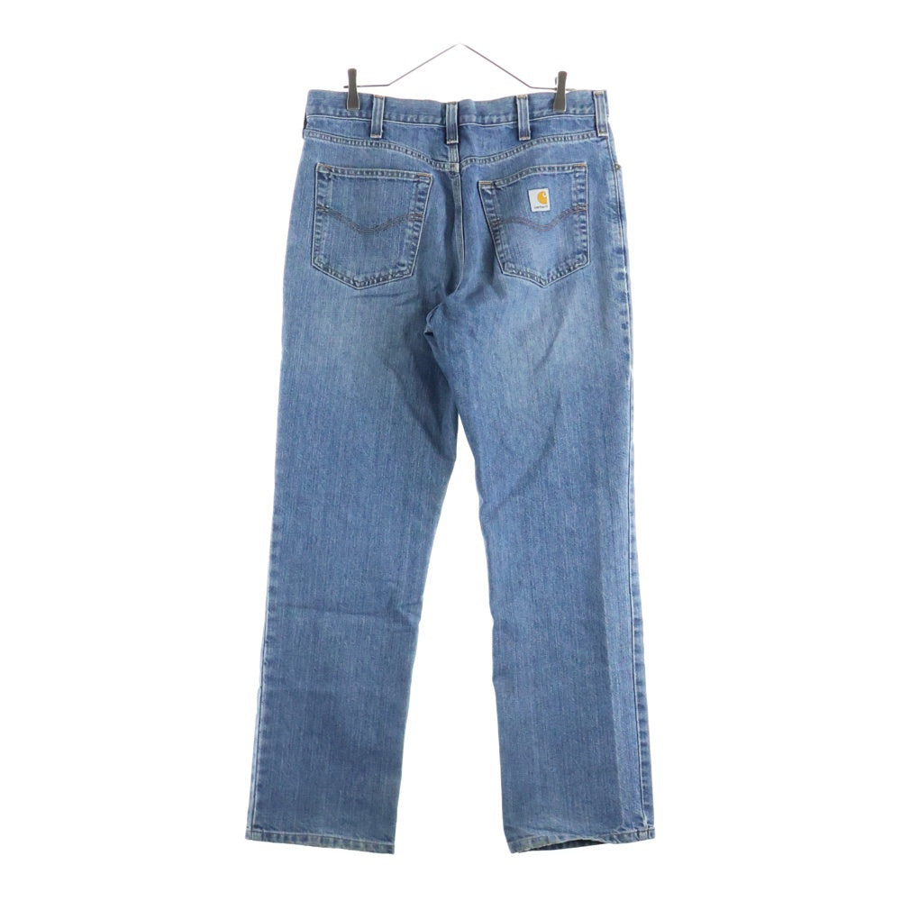 CARHARTT(カーハート) ロゴパッチ付き ジップフライ ストレートデニムパンツ インディゴブルー 101483-980