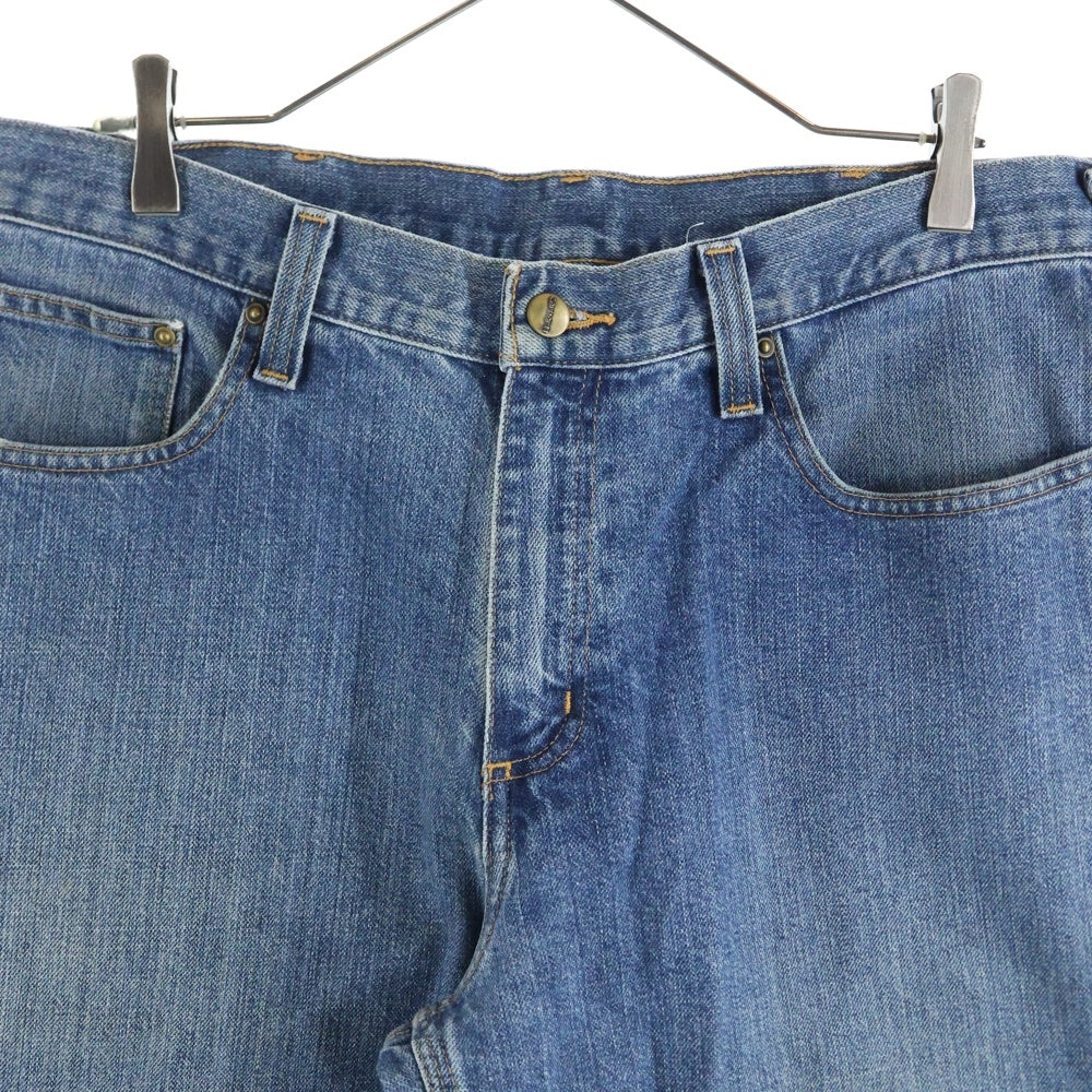 CARHARTT(カーハート) ロゴパッチ付き ジップフライ ストレートデニムパンツ インディゴブルー 101483-980