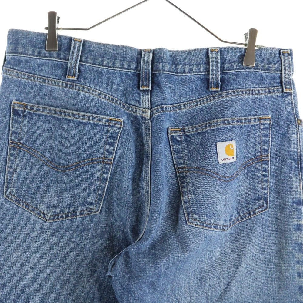 CARHARTT(カーハート) ロゴパッチ付き ジップフライ ストレートデニムパンツ インディゴブルー 101483-980