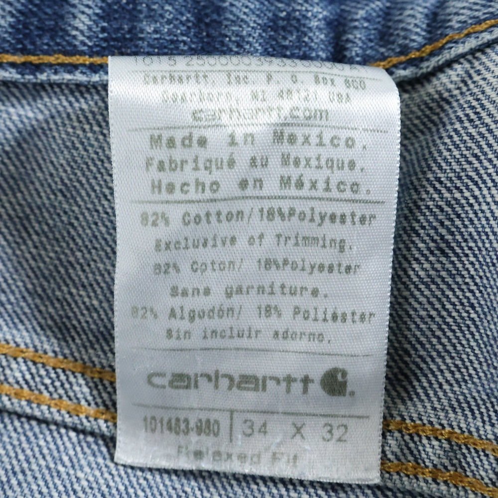 CARHARTT(カーハート) ロゴパッチ付き ジップフライ ストレートデニムパンツ インディゴブルー 101483-980