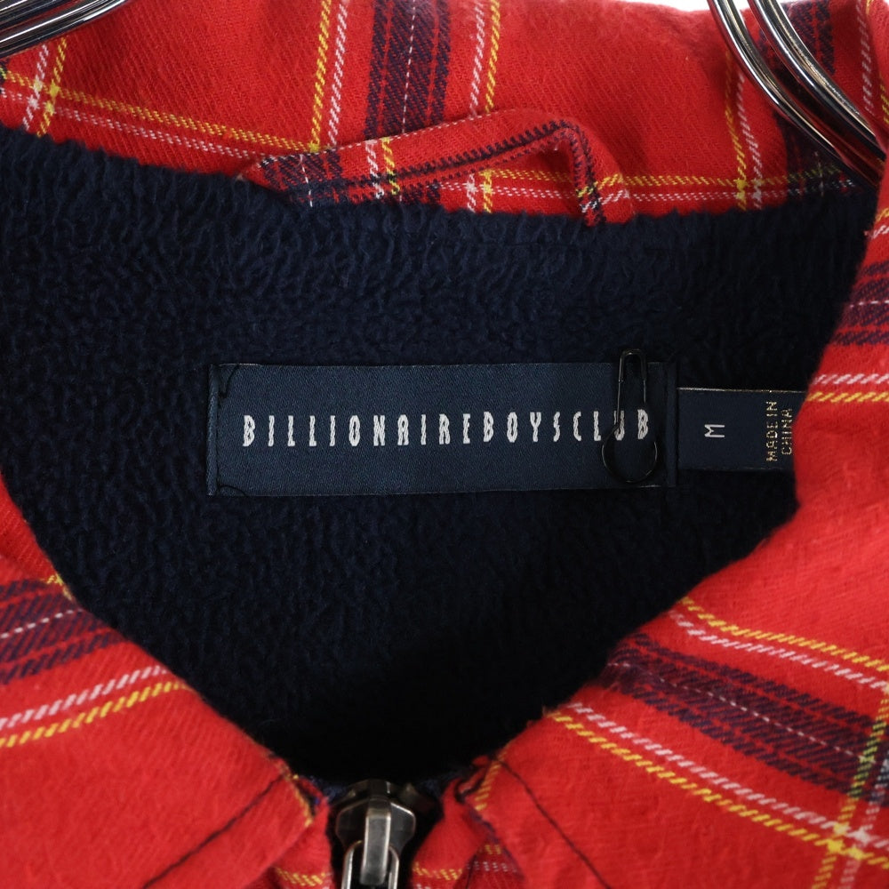 BILLIONAIRE BOYS CLUB(ビリオネアボーイズクラブ) Check Zip Up Jacket チェック柄 パッチワーク ジップアップジャケット レッド/ネイビー