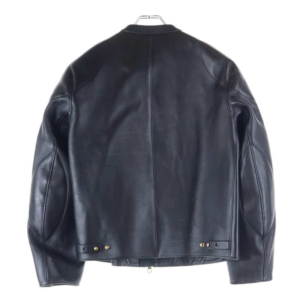 dunhill(ダンヒル) カウハイド ノーカラー GD金具 シングルライダースジャケット ブラック