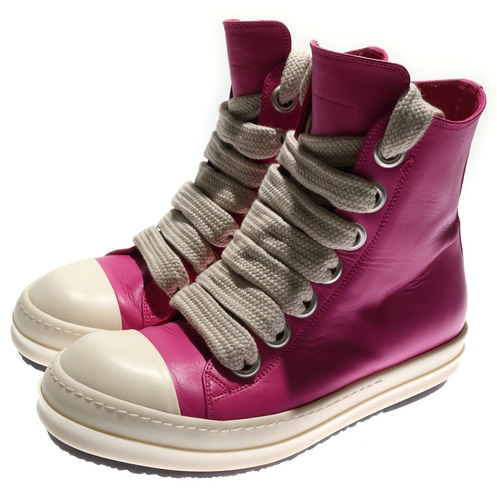 Rick Owens(リックオウエンス) JUMBO LACE ジャンボレース レザー ハイカットスニーカー ピンク