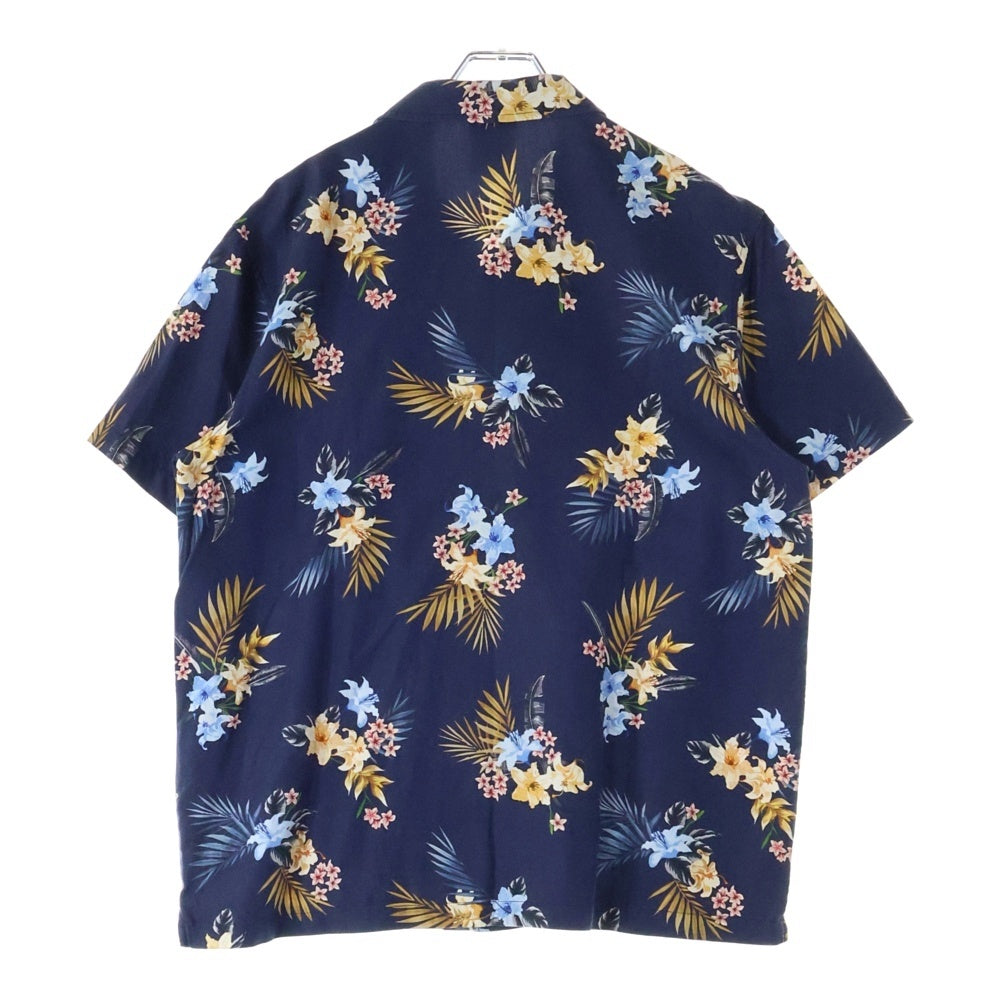 KITH(キス) 21SS Thompson Camp Collar Shirts ボタニカル総柄 シルク混 オープンカラー 半袖シャツ ショートスリーブ ネイビー KH030033