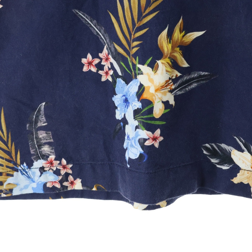KITH(キス) 21SS Thompson Camp Collar Shirts ボタニカル総柄 シルク混 オープンカラー 半袖シャツ ショートスリーブ ネイビー KH030033