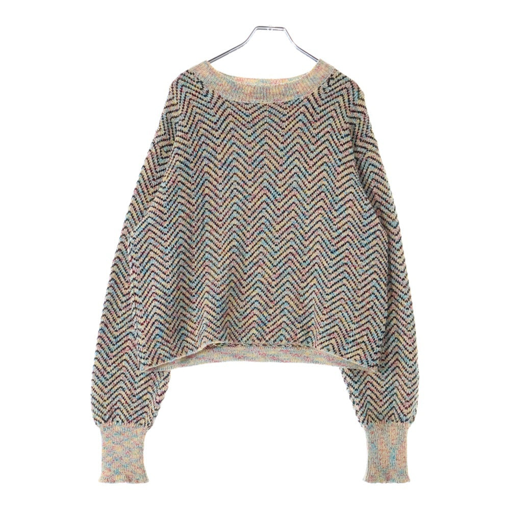 MASU(エムエーエスユー) 21AW CANDY SWEATER キャンディー モックネック 短丈 長袖ニットセーター マルチカラー MCFW-KN0221
