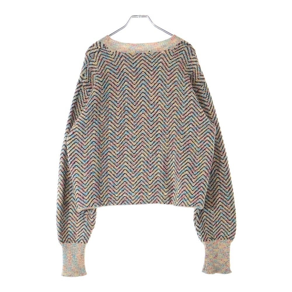 MASU(エムエーエスユー) 21AW CANDY SWEATER キャンディー モックネック 短丈 長袖ニットセーター マルチカラー MCFW-KN0221