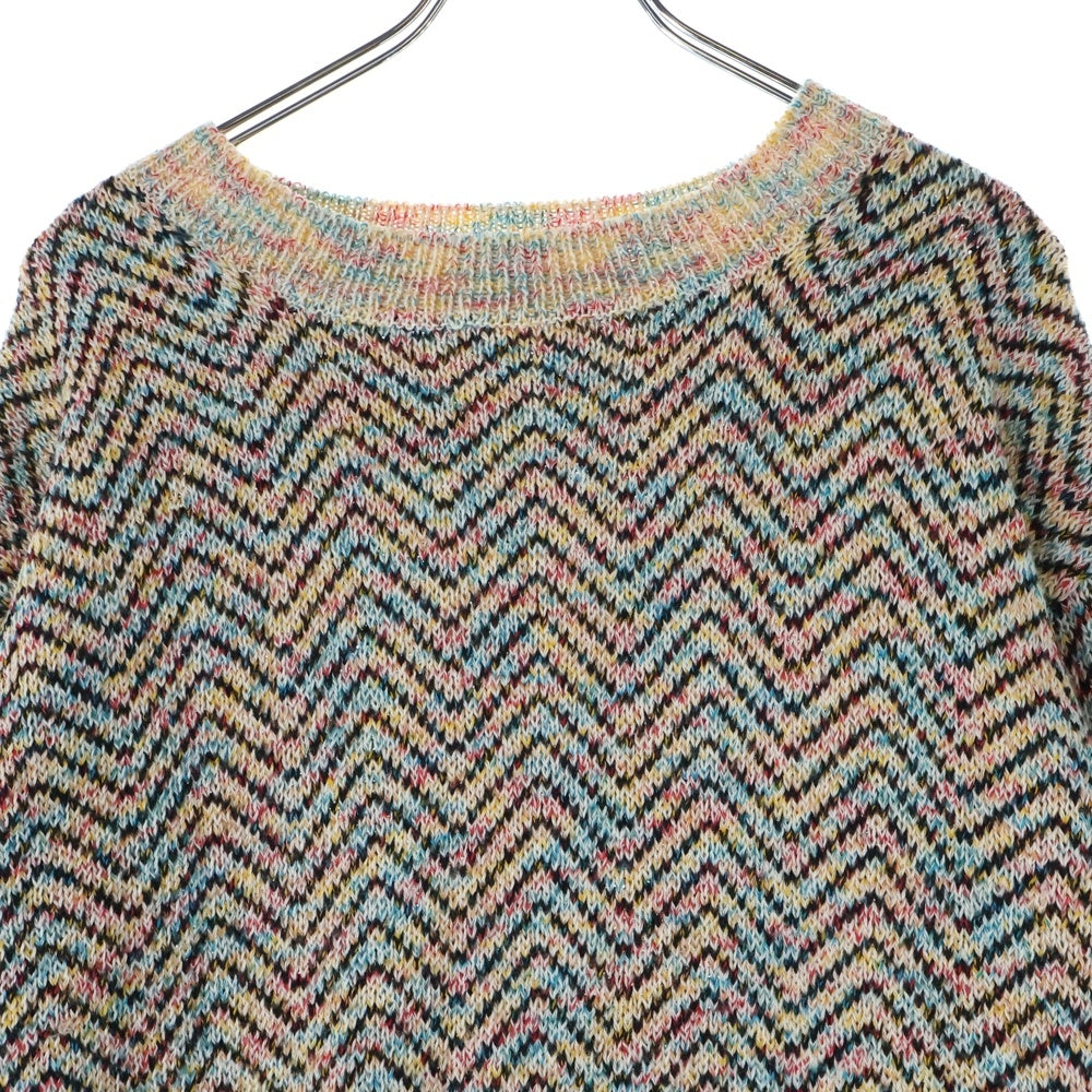 MASU(エムエーエスユー) 21AW CANDY SWEATER キャンディー モックネック 短丈 長袖ニットセーター マルチカラー MCFW-KN0221