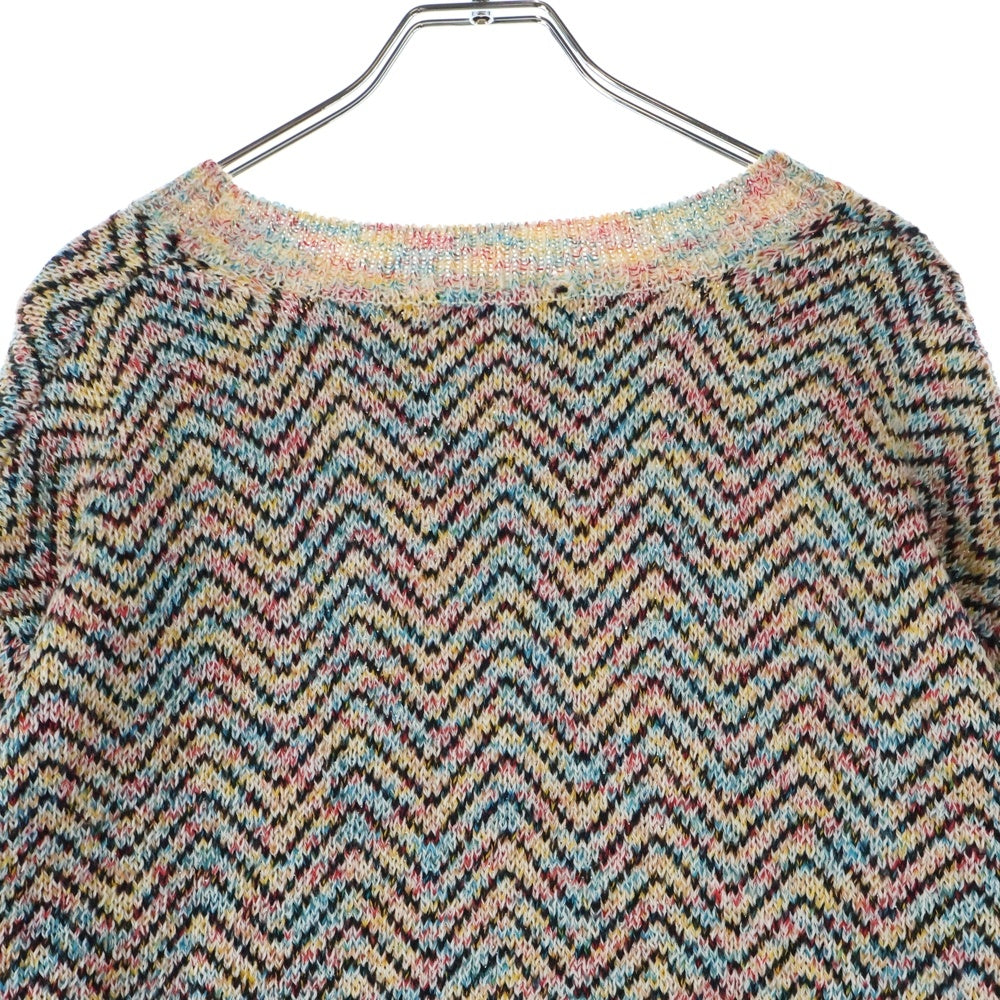 MASU(エムエーエスユー) 21AW CANDY SWEATER キャンディー モックネック 短丈 長袖ニットセーター マルチカラー MCFW-KN0221