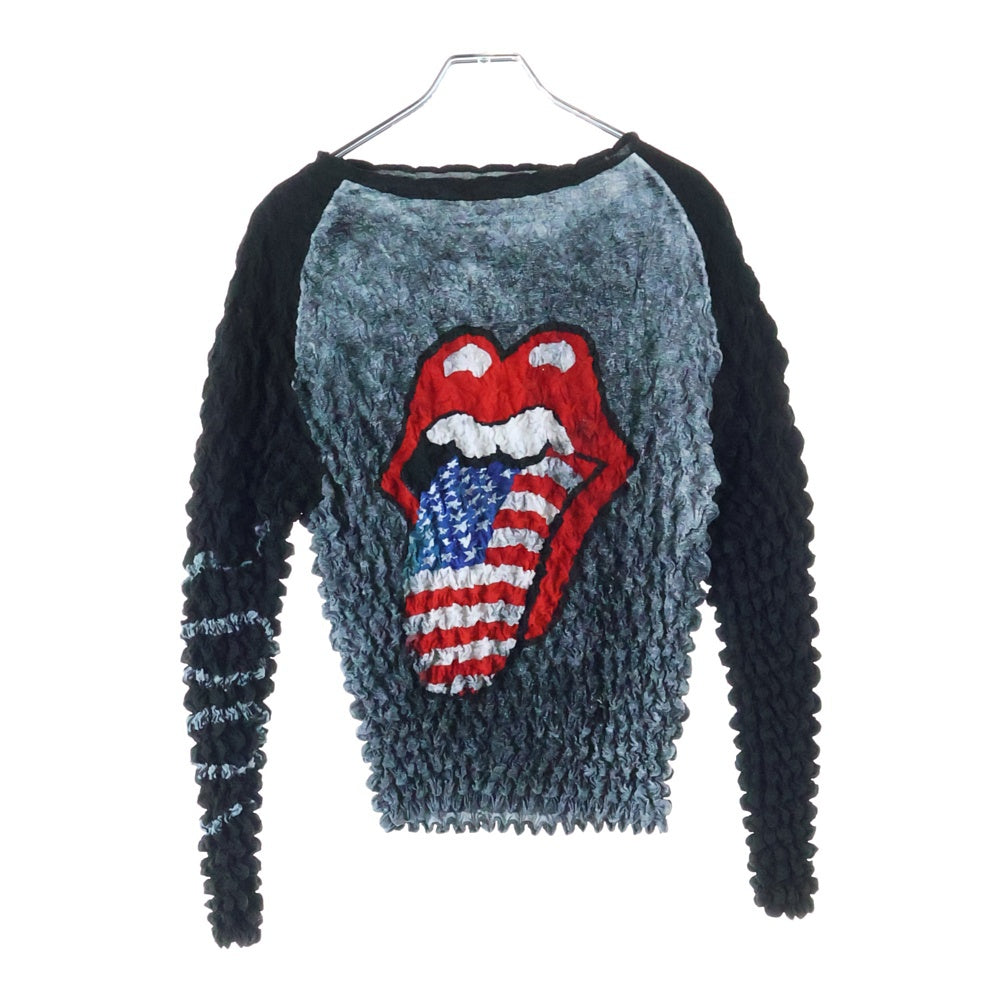 MASU(エムエーエスユー) TONGUE AND LIPS POPCORN RAGLAN L/S T-SHIRT ローリングストーンズ ポップコーン 長袖Tシャツ ロングスリーブ グレー MVFW-CS0122RS レディース