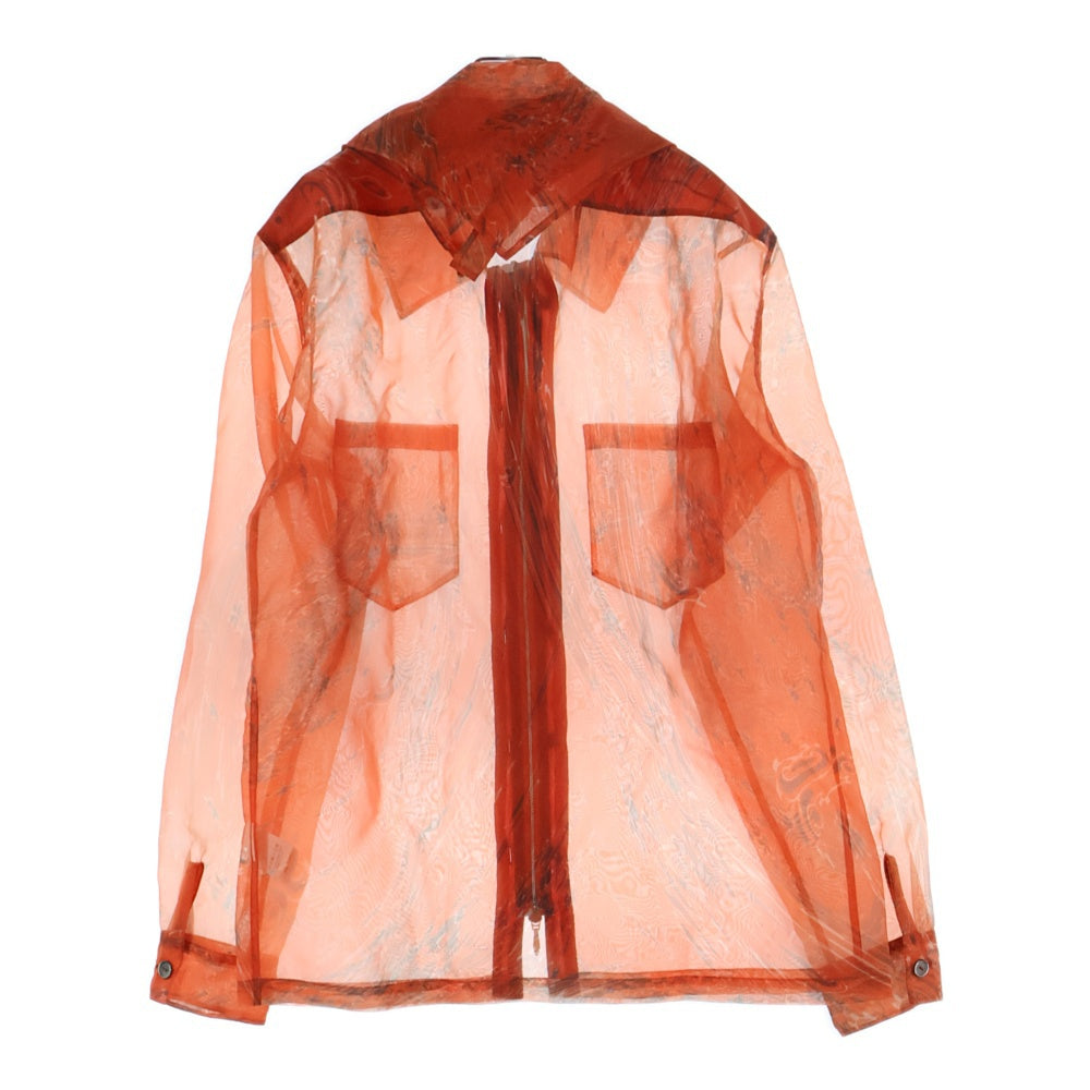 MASU(エムエーエスユー) ZIP-UP MARBLE BANDANA SHIRT バンダナ柄 ナイロン ジップアップ 長袖シャツ オレンジ MVFW-SH0422