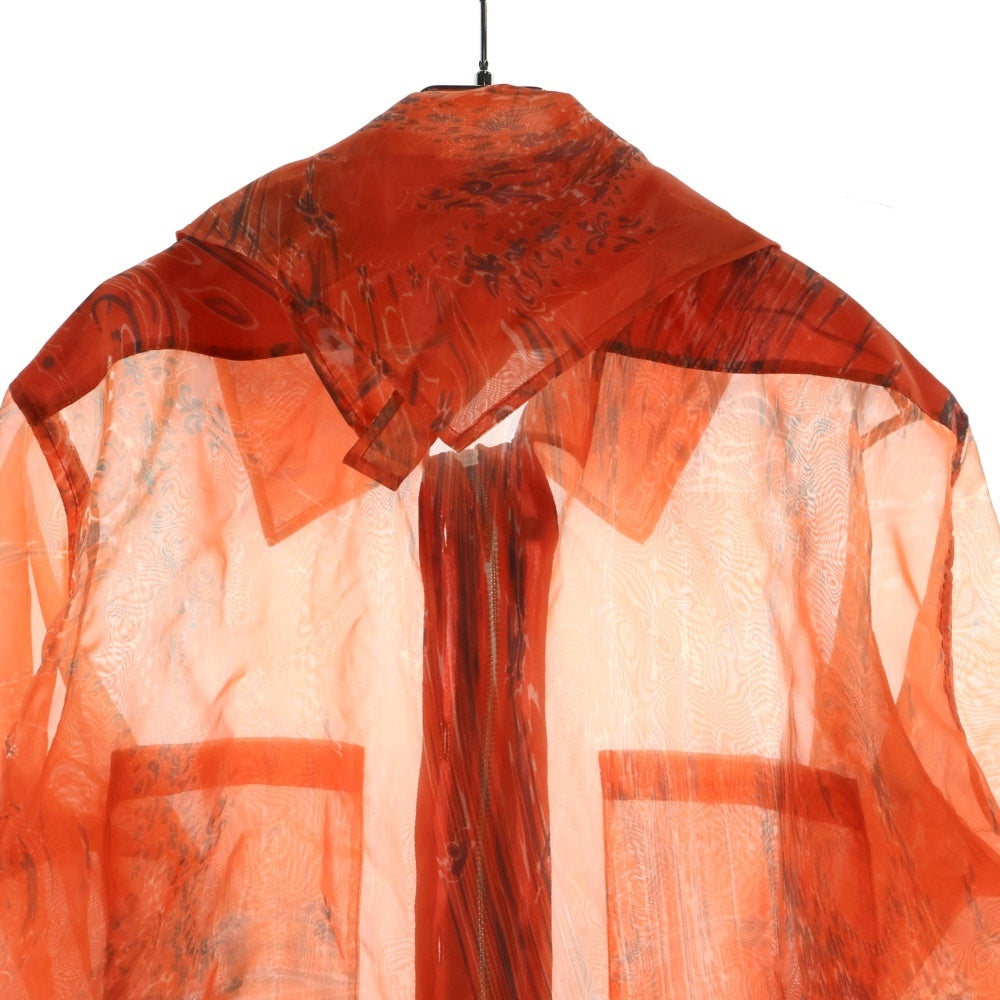 MASU(エムエーエスユー) ZIP-UP MARBLE BANDANA SHIRT バンダナ柄 ナイロン ジップアップ 長袖シャツ オレンジ MVFW-SH0422