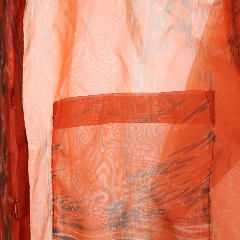 MASU(エムエーエスユー) ZIP-UP MARBLE BANDANA SHIRT バンダナ柄 ナイロン ジップアップ 長袖シャツ オレンジ MVFW-SH0422