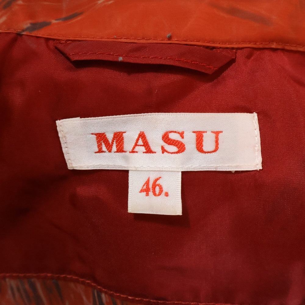 MASU(エムエーエスユー) ZIP-UP MARBLE BANDANA SHIRT バンダナ柄 ナイロン ジップアップ 長袖シャツ オレンジ MVFW-SH0422