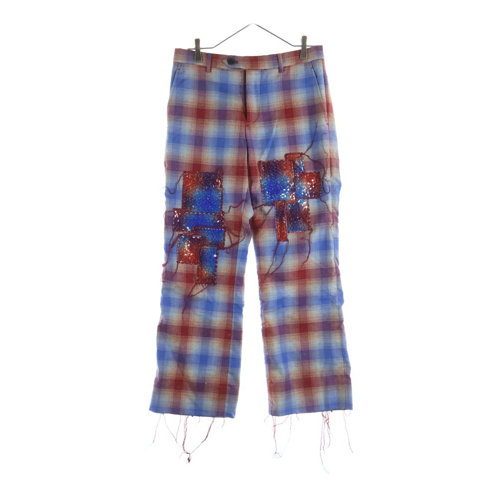 MASU(エムエーエスユー) 22AW RAINBOW DUST FLARE PANTS スパンコール チェック柄パンツ マルチカラー MVFW-PT0222