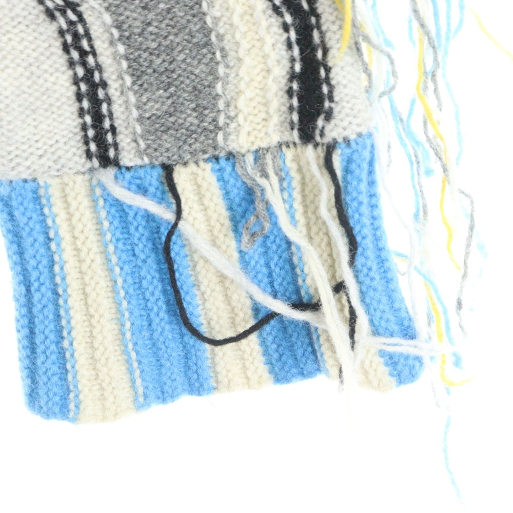 CHARLES JEFFREY LOVERBOY(チャールズジェフリーラバーボーイ) フリンジ アートグラフィック クルーネック 長袖ニットセーター マルチカラー